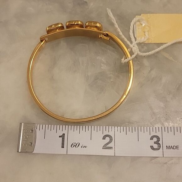 NWT Janna Conner Green Aventurine 18kt Gold Bracelet Good Luck Cuff Bangle NEW - Picture 10 of 14